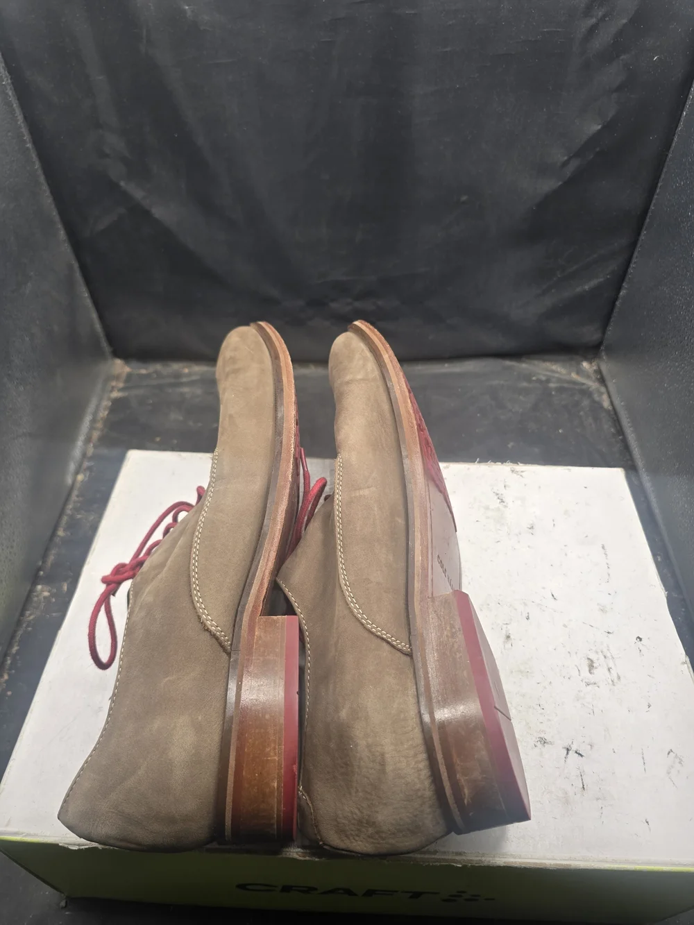 Cole Haan Brown Suede Derby Shoes with Red Laces